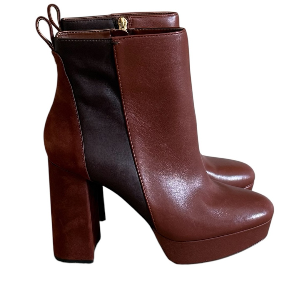 NWOB Vince Camuto Gripaula Two Tone Leather Platform Ankle Boot 4” Heel 9.5